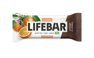 Baton cu portocale invelit in ciocolata bio 40g Lifebar
