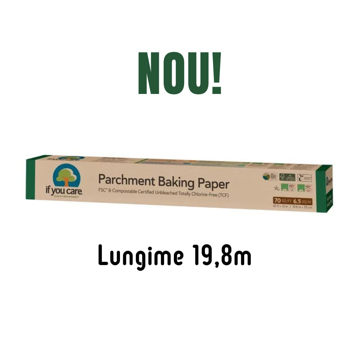 Hartie de copt nealbita (fara clor) compostabila rola 19.8m If You Care