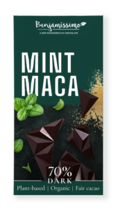 Ciocolata neagra 70% cu menta si maca bio 60g Benjamissimo