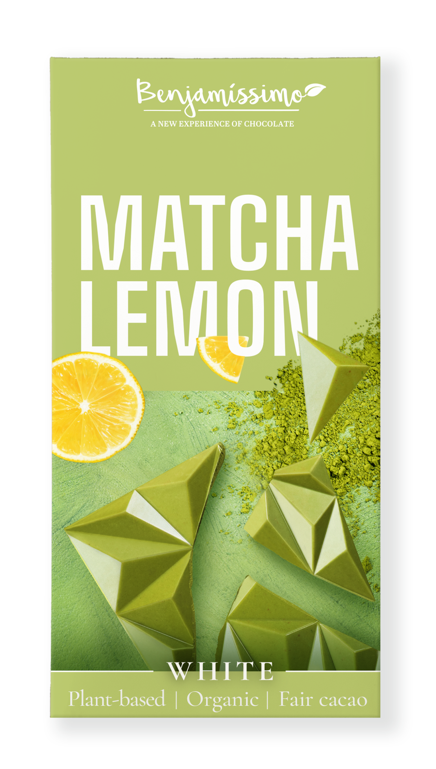 Ciocolata alba cu matcha si lamaie bio 60g Benjamissimo