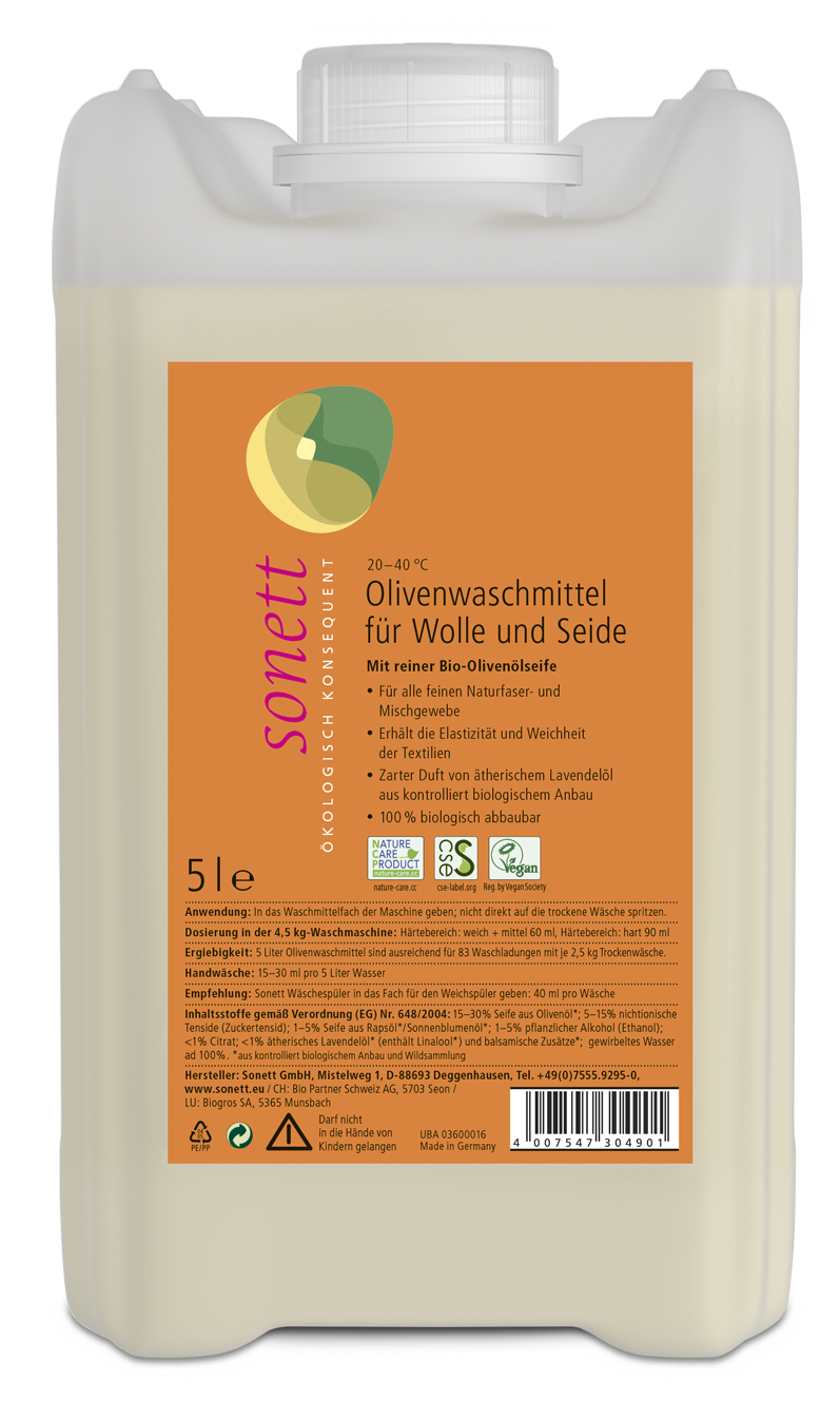 Detergent lichid pentru lana si matase ecologic 5l Sonett