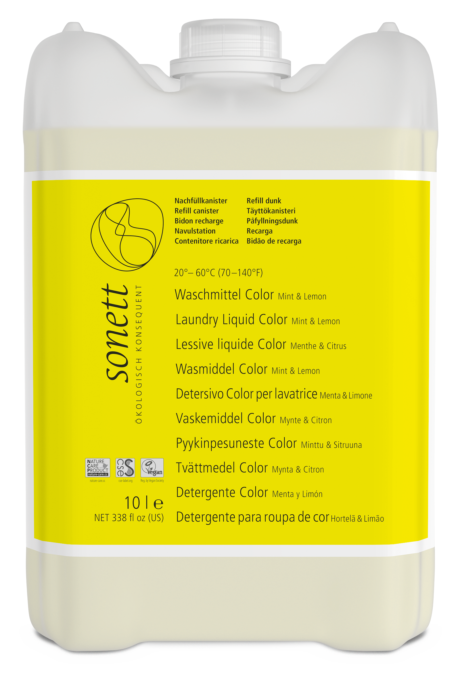 Detergent lichid pentru rufe colorate cu menta si lamaie ecologic 10l Sonett
