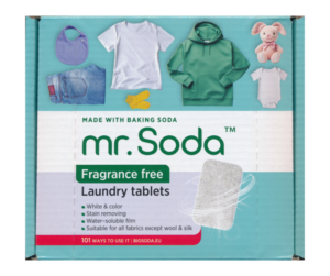 Tablete pentru masina de spalat rufe cu bicarbonat de sodiu 30 bucati x 25g Mr. Soda