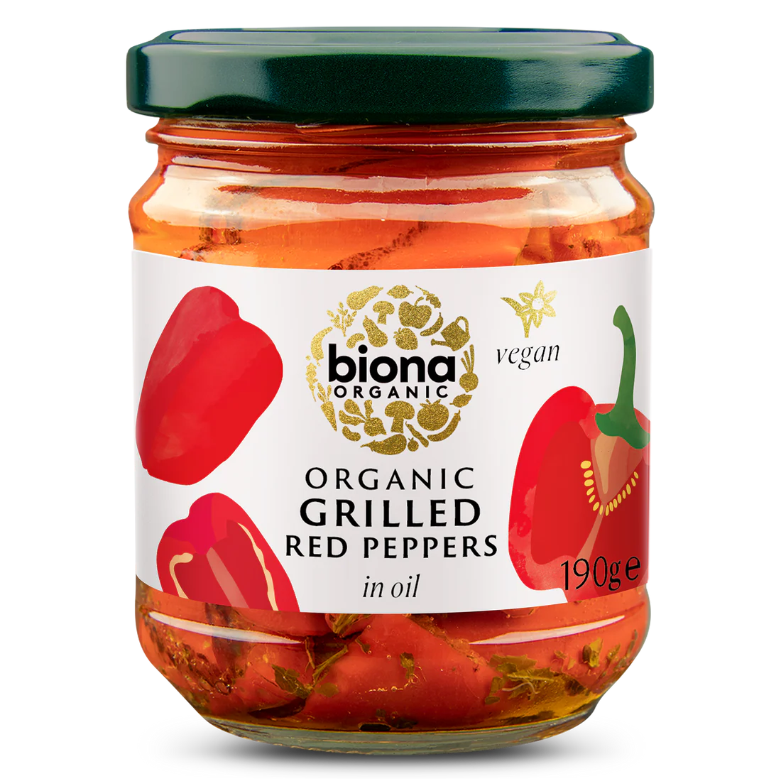Ardei rosii la gratar in ulei, bio, 190g, Biona
