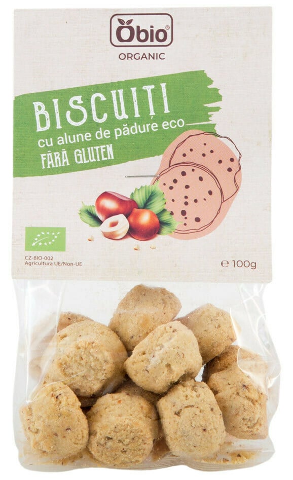 Biscuiti cu alune de padure bio 100g Obio