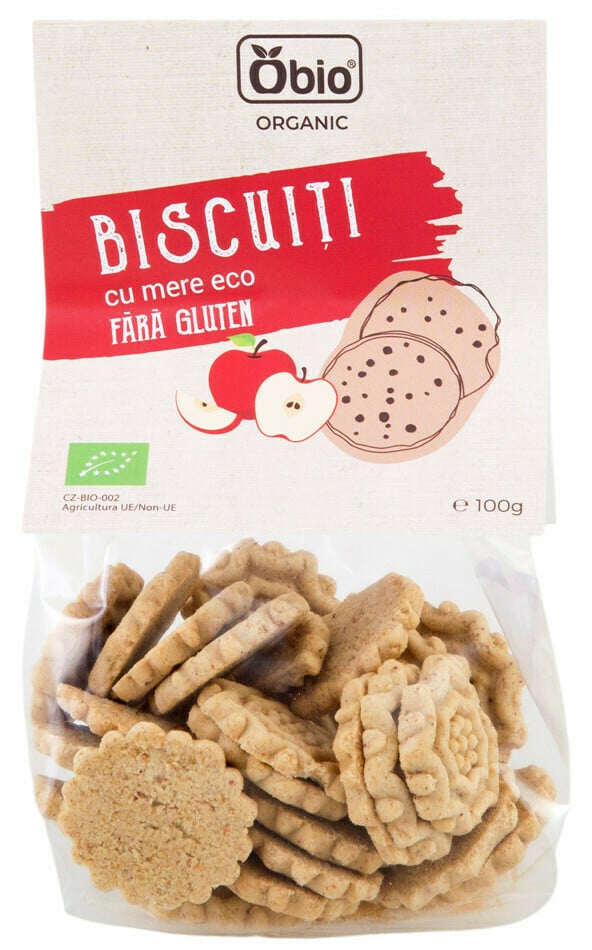 Biscuiti cu mere bio 100g Obio