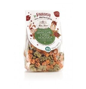 Paste pentru copii cu faina de linte rosie si mazare verde bio 250g Pasta Natura