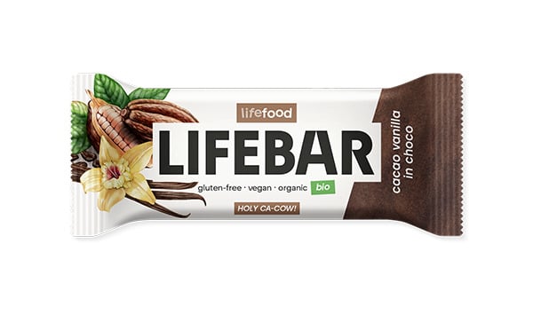 Baton cu cacao si vanilie invelit in ciocolata bio 40g Lifebar