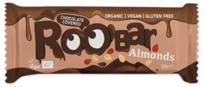 Baton cu migdale invelit in ciocolata bio  30g Roobar