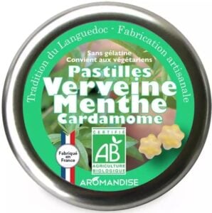 Bomboane artizanale cu verbina, menta si cardamon bio 45g Aromandise