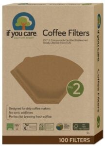 Filtre de cafea nealbite (fara clor) compostabile marimea 2 100buc If You Care