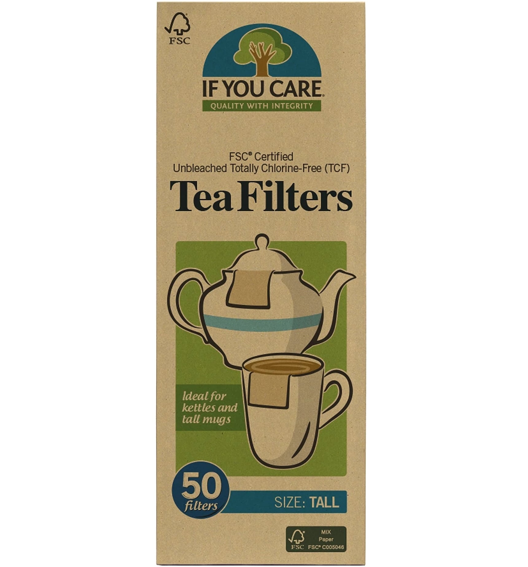 Filtre de ceai inalte nealbite (fara clor) compostabile 50buc If You Care