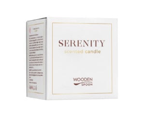 Lumanare naturala cu flori albe serenity 200g Wooden Spoon