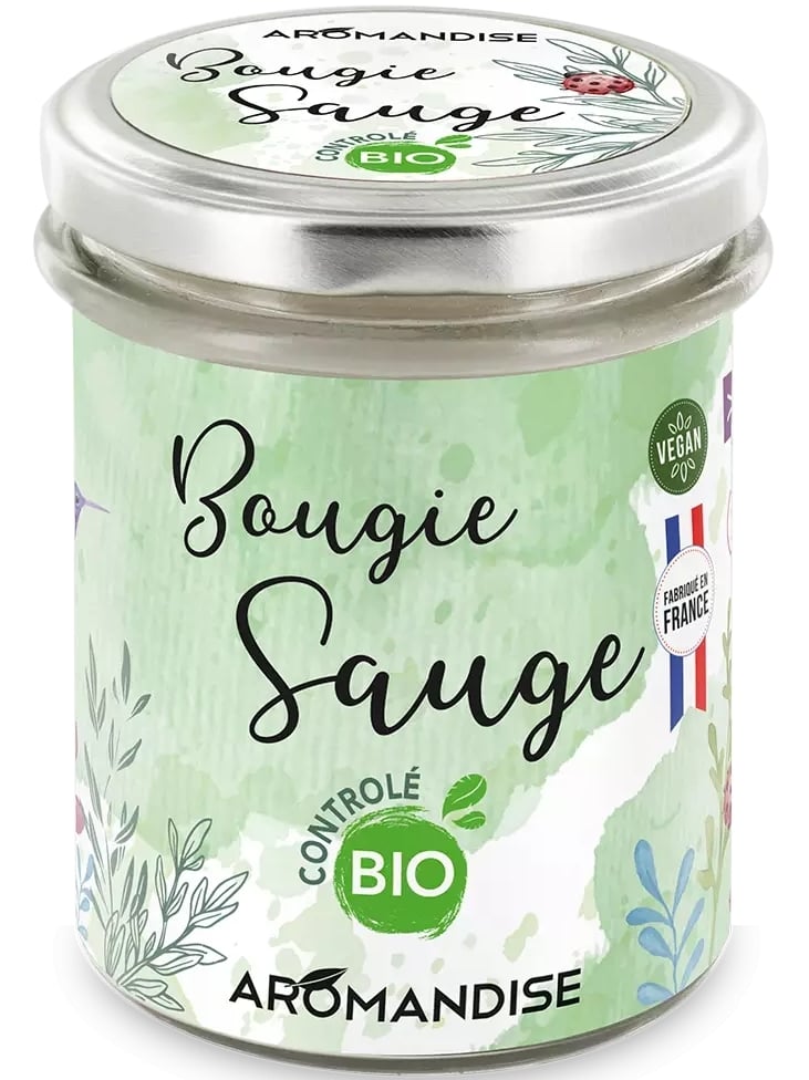 Lumanare parfumata cu salvie ecologica 150g Aromandise
