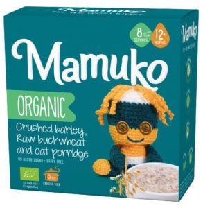 Porridge din 3 cereale cu fulgi de ovaz, hrisca si orz bio  12+ luni 200g Mamuko