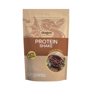 Shake proteic cacao si vanilie bio 500g Dragon Superfoods