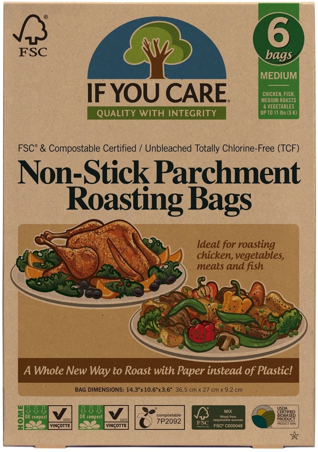 Pungi pentru copt nealbite (fara clor) compostabile medium 6buc If You Care