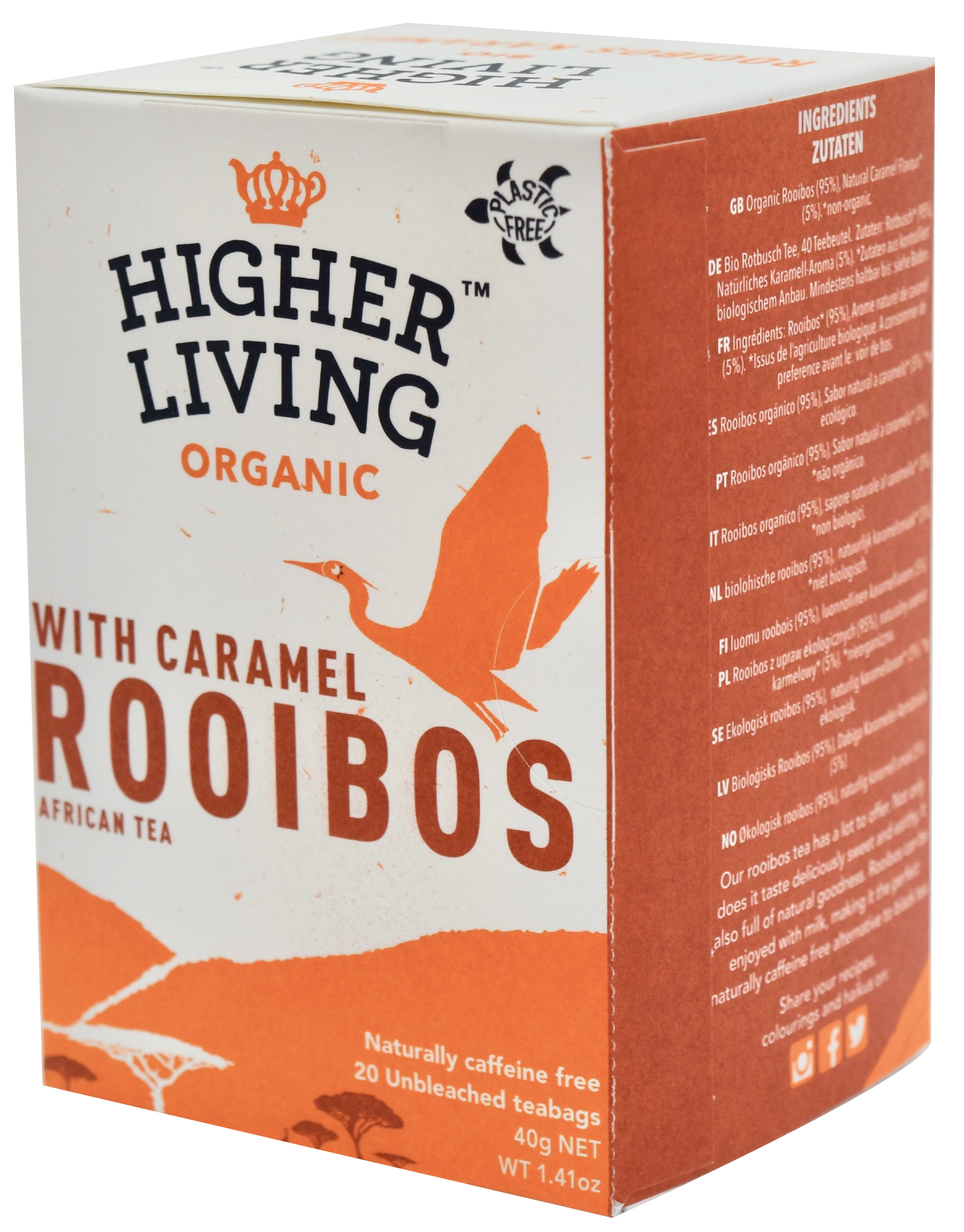 Ceai rooibos cu caramel bio 20dz 40g Higher Living