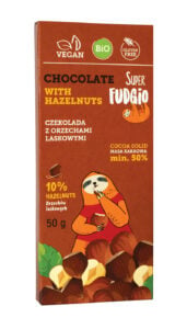 Ciocolata cu alune de padure bio 50g Super Fudgio