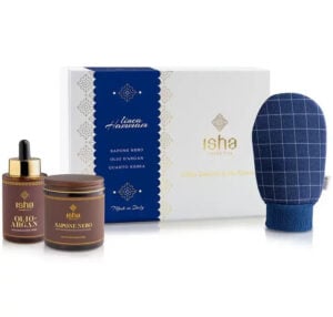 Set cadou ritual hammam - sapun negru, manusa kessa, ulei de argan ecologic Isha