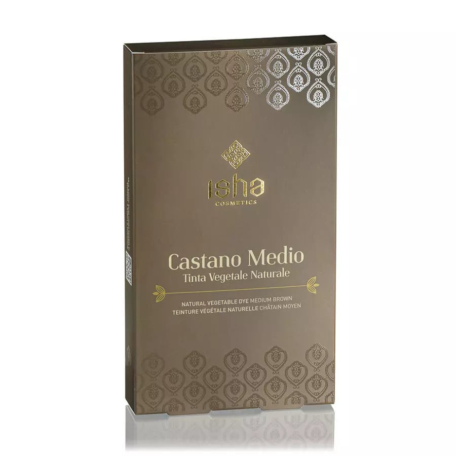 Vopsea de par naturala castaniu - mediu 100g Isha