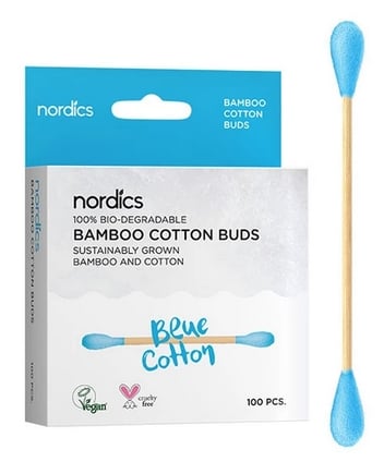 Betisoare din bumbac si bambus 100buc - albastru Nordics