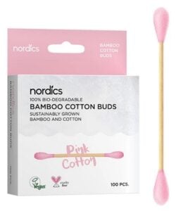 Betisoare din bumbac si bambus 100bucati - roz Nordics