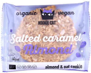 Cookie cu migdale si caramel sarat bio 50g Kookie Cat