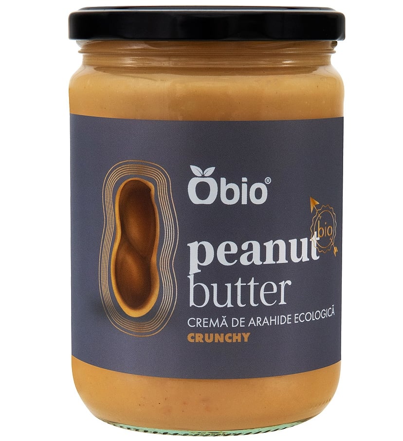 Crema de arahide crunchy bio 500g Obio