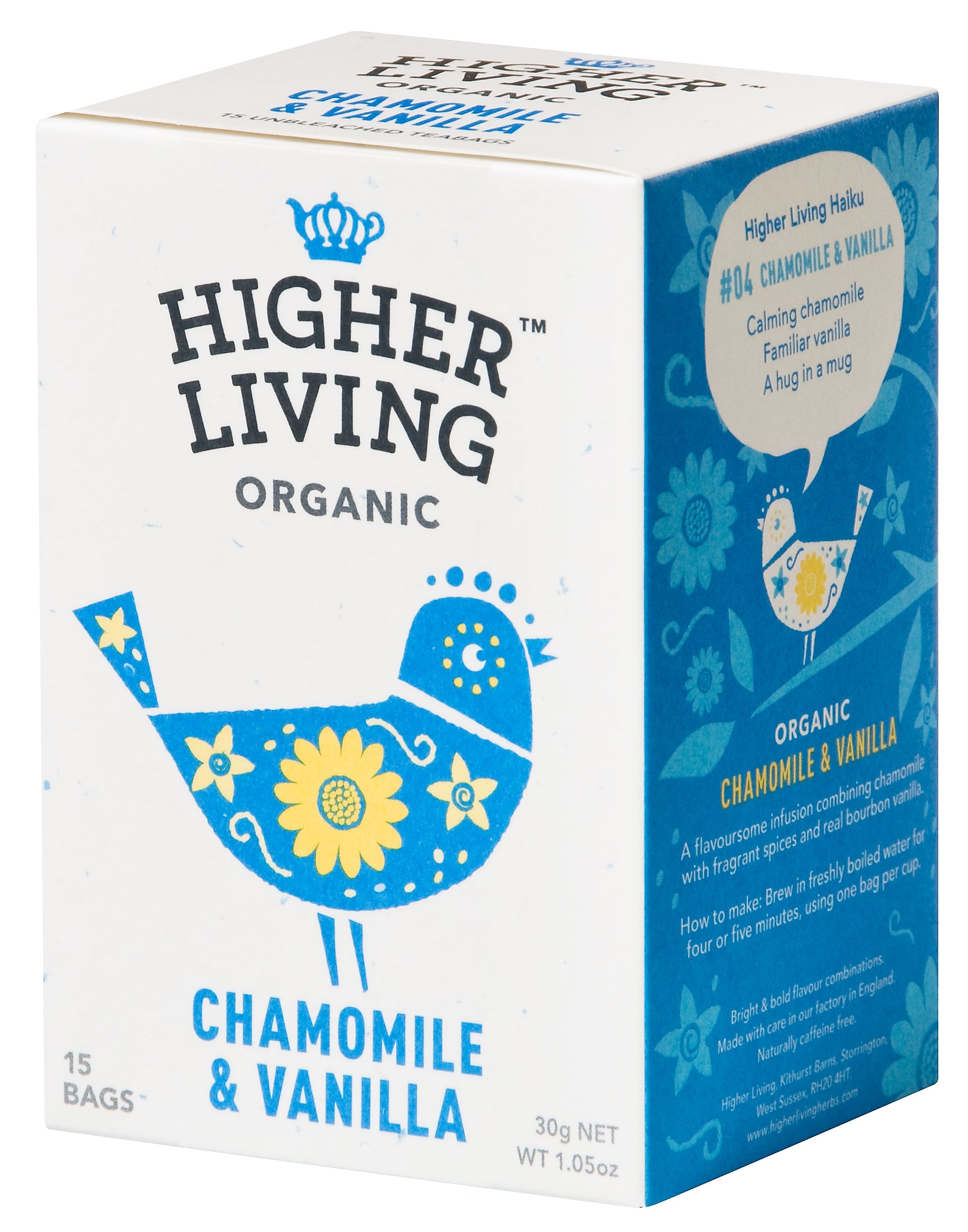 Ceai musetel si vanilie bio 15dz 30g Higher Living