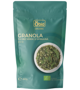 Granola cu orz verde si spirulina bio 200g Obio