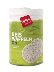 Rondele de orez integral expandat bio fara sare 100g Green Organics
