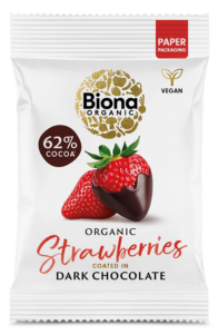 Capsuni invelite in ciocolata neagra bio 45g Biona