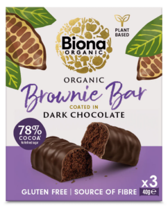 Baton brownie invelit in ciocolata neagra bio 3 x 40g Biona