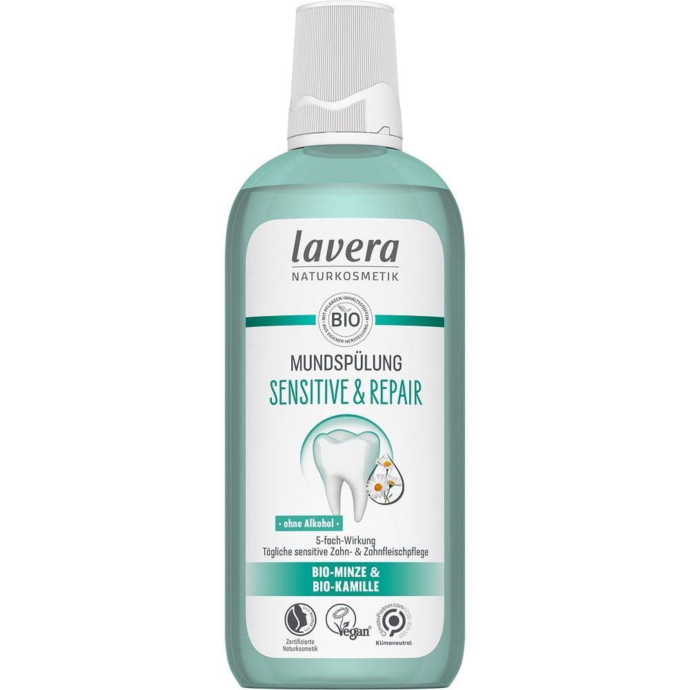 Apa de gura sensitiv cu menta bio si musetel bio - Lavera