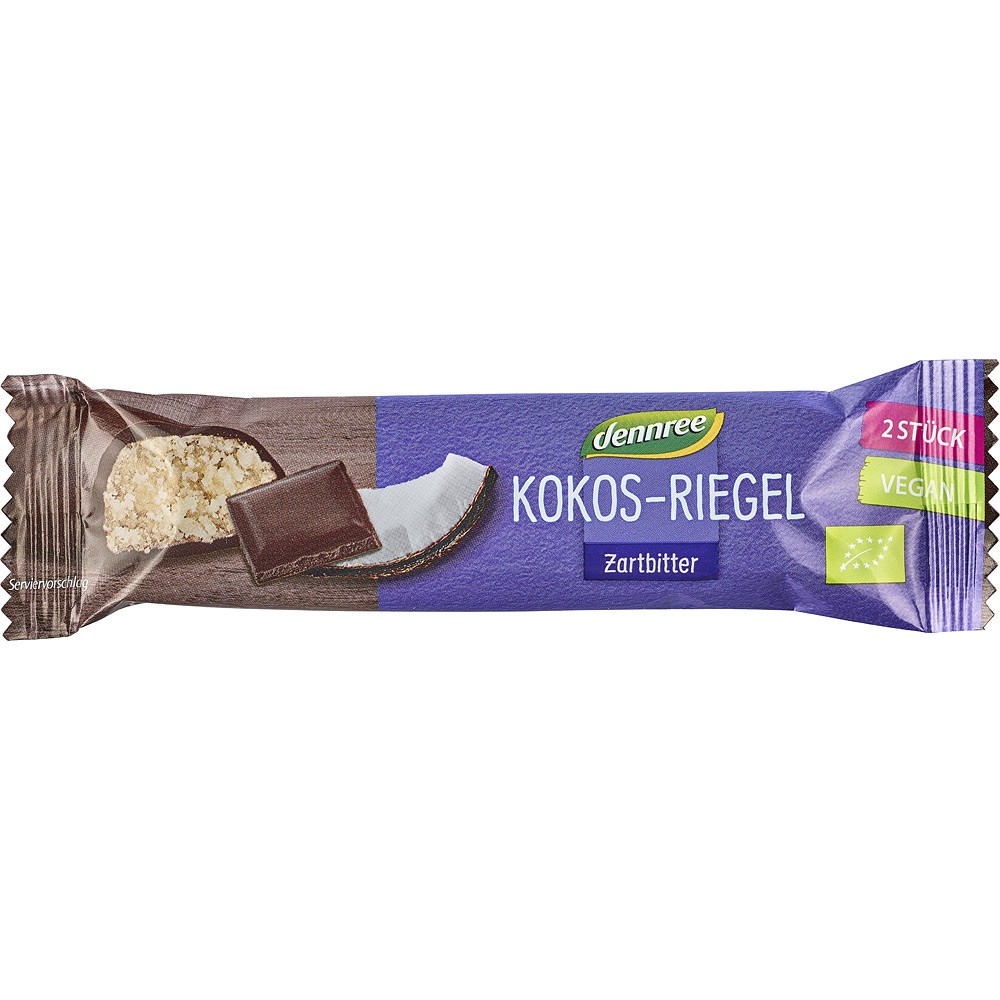 Baton de cocos cu glazura de ciocolata amaruie, eco - Dennree
