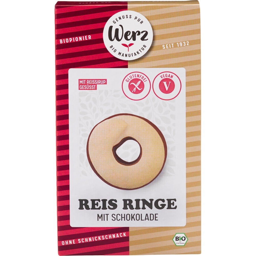 Biscuiti din orez integral cu glazura de ciocolata FARA GLUTEN, eco - Werz