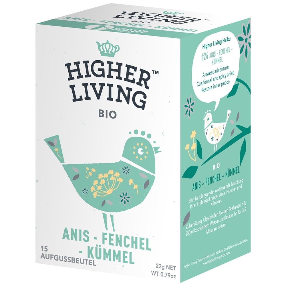 Ceai cu anason fenicul si chimen 15 plicuri, eco - Higher Living