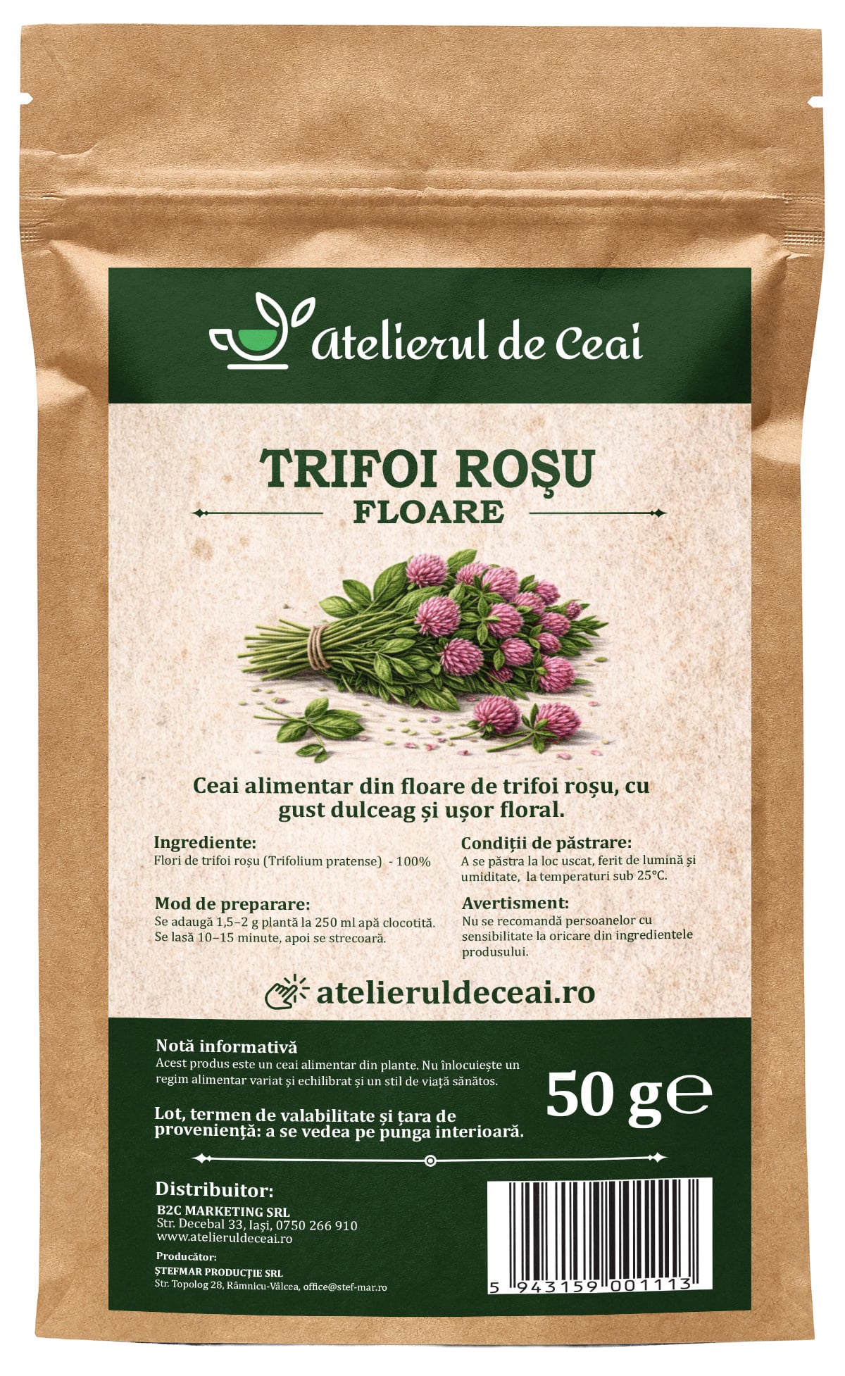 Ceai de flori de trifoi roșu