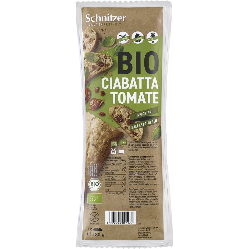 Ciabatta cu tomate fara gluten, eco - Schnitzer