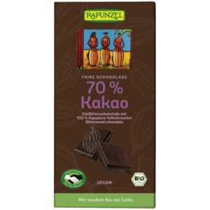 Ciocolata amaruie 70% cacao vegana, eco - Rapunzel