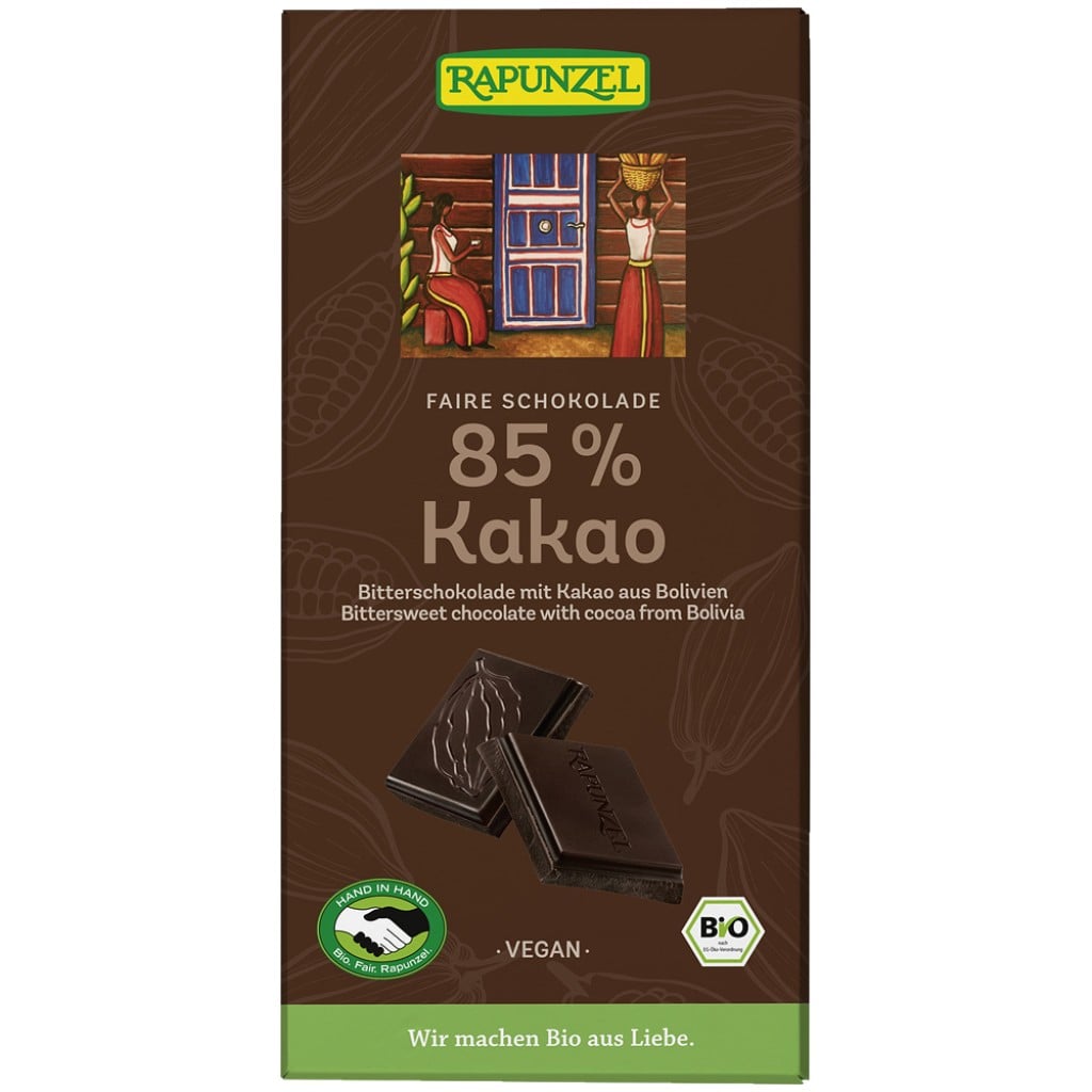 Ciocolata amaruie 85% cacao vegana, eco - Rapunzel