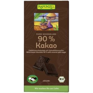 Ciocolata amaruie 90% cacao si zahar din flori de cocos vegana, eco - Rapunzel