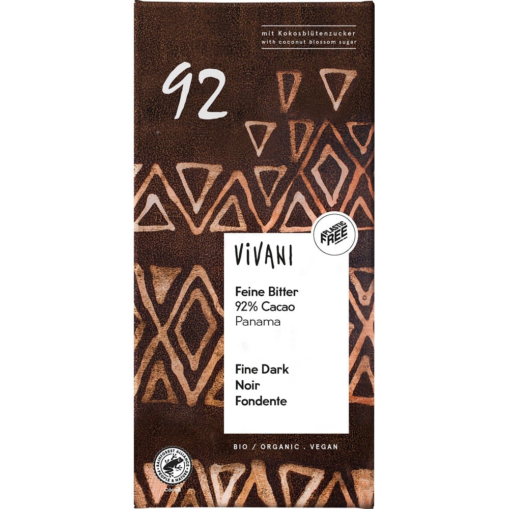 Ciocolata amaruie 92% cacao si zahar din flori de cocos vegana, eco - Vivani