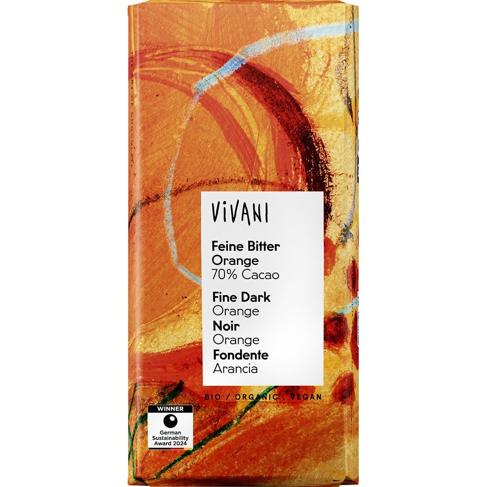 Ciocolata amaruie cu cacao 70% si ulei de portocale vegana, eco - Vivani