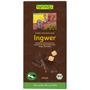 Ciocolata amaruie cu ghimbir si 55% cacao vegana, eco - Rapunzel