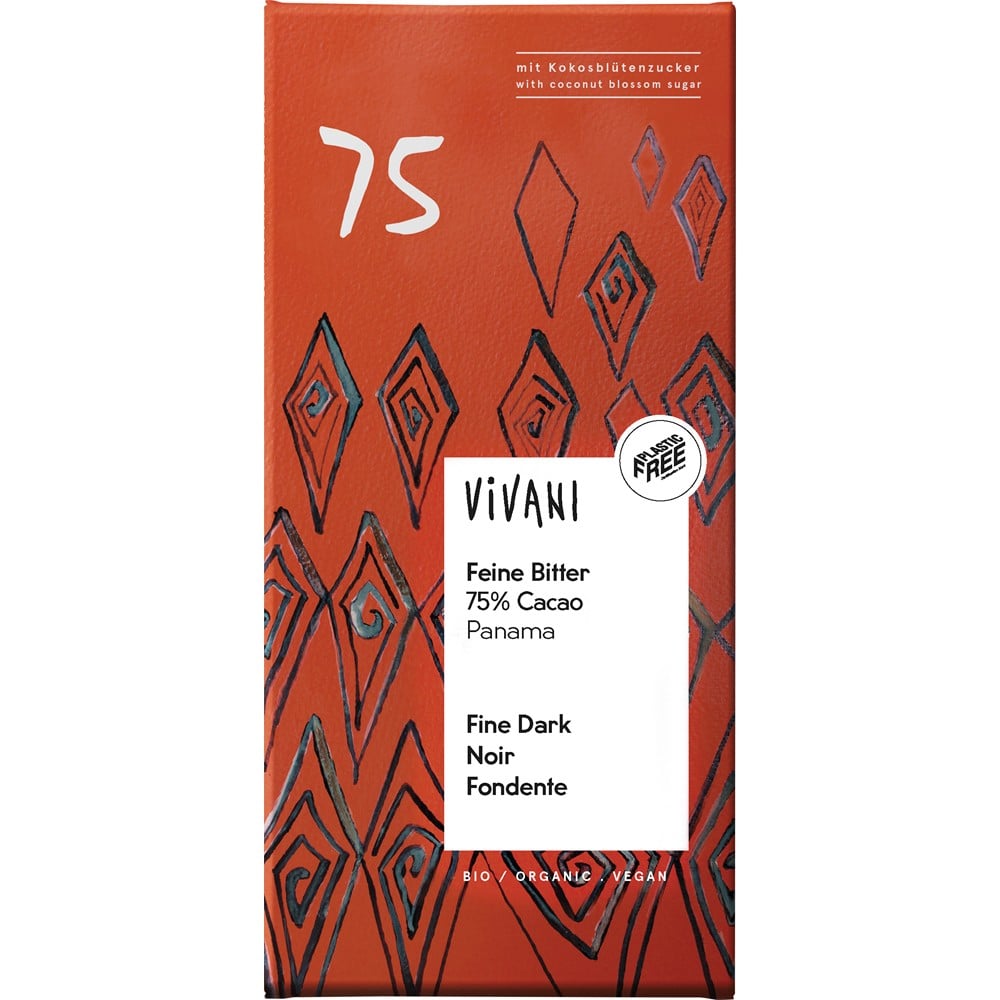 Ciocolata amaruie fina cu 75% cacao Panama, eco - Vivani