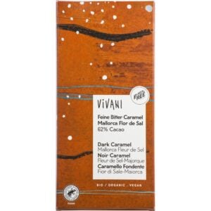 Ciocolata amaruie vegana cu caramel si flori de sare, eco - Vivani