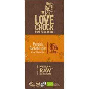 Ciocolata raw vegana cu migdale si baobab, eco - Lovechock