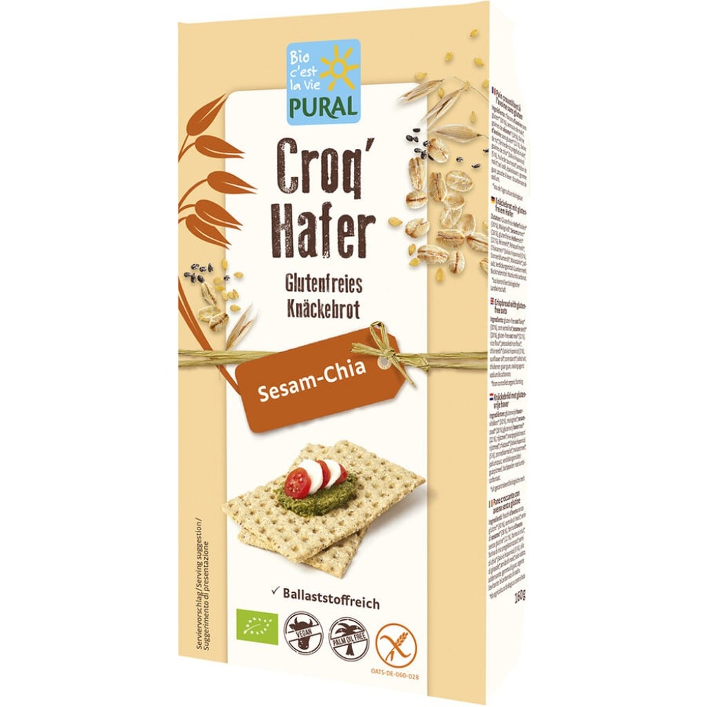 Crackers din ovaz cu susan si chia fara gluten, eco - Pural